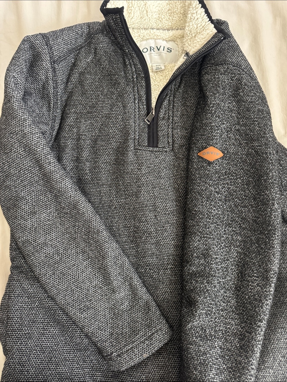 Orvis Men's Charcoal Gray Sherpa-Lined Half-Zip Pullover